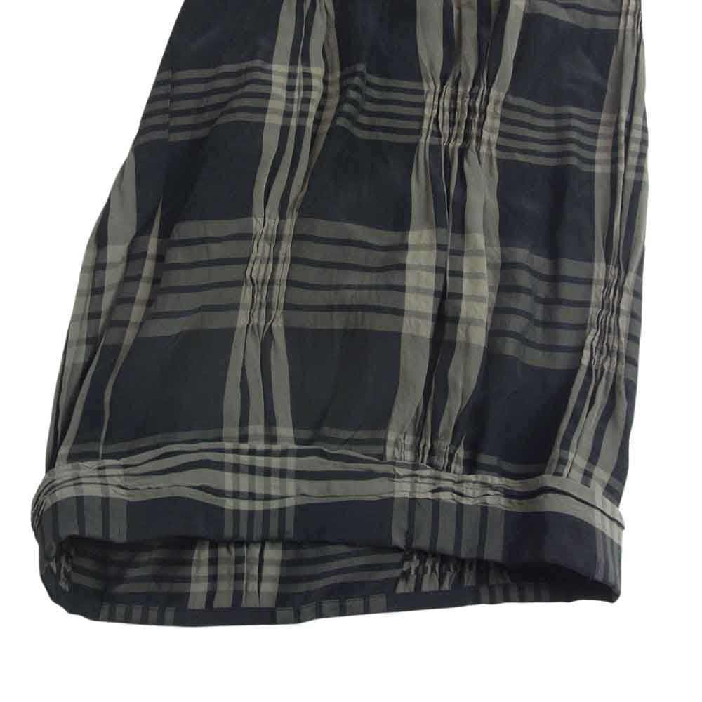 Yohji Yamamoto +NOIR ヨウジヤマモト プリュス ノアール 20SS NN-P18-233 キュプラアセテート チェックプリーツ シャーリング ワイド パンツ ブラック系 1【中古】