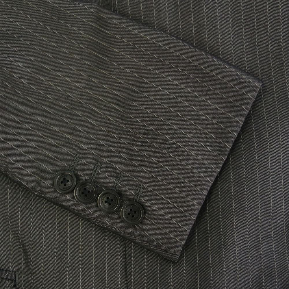 BURBERRY BLACK LABEL バーバリーブラックレーベル D1E22-300-06 ウール ストライプ 2B テーラードジャケット スラックスパンツ セットアップ スーツ グレー系 上M 下ウエスト76【中古】