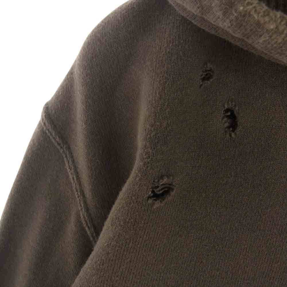 NUMBER(N)INE ナンバーナイン 06SS 357933495 ガンズ期 kooksタグ ダメージ加工 スリーブレス アシンメトリー プルオーバー パーカー フーディ ブラウン系 2【中古】