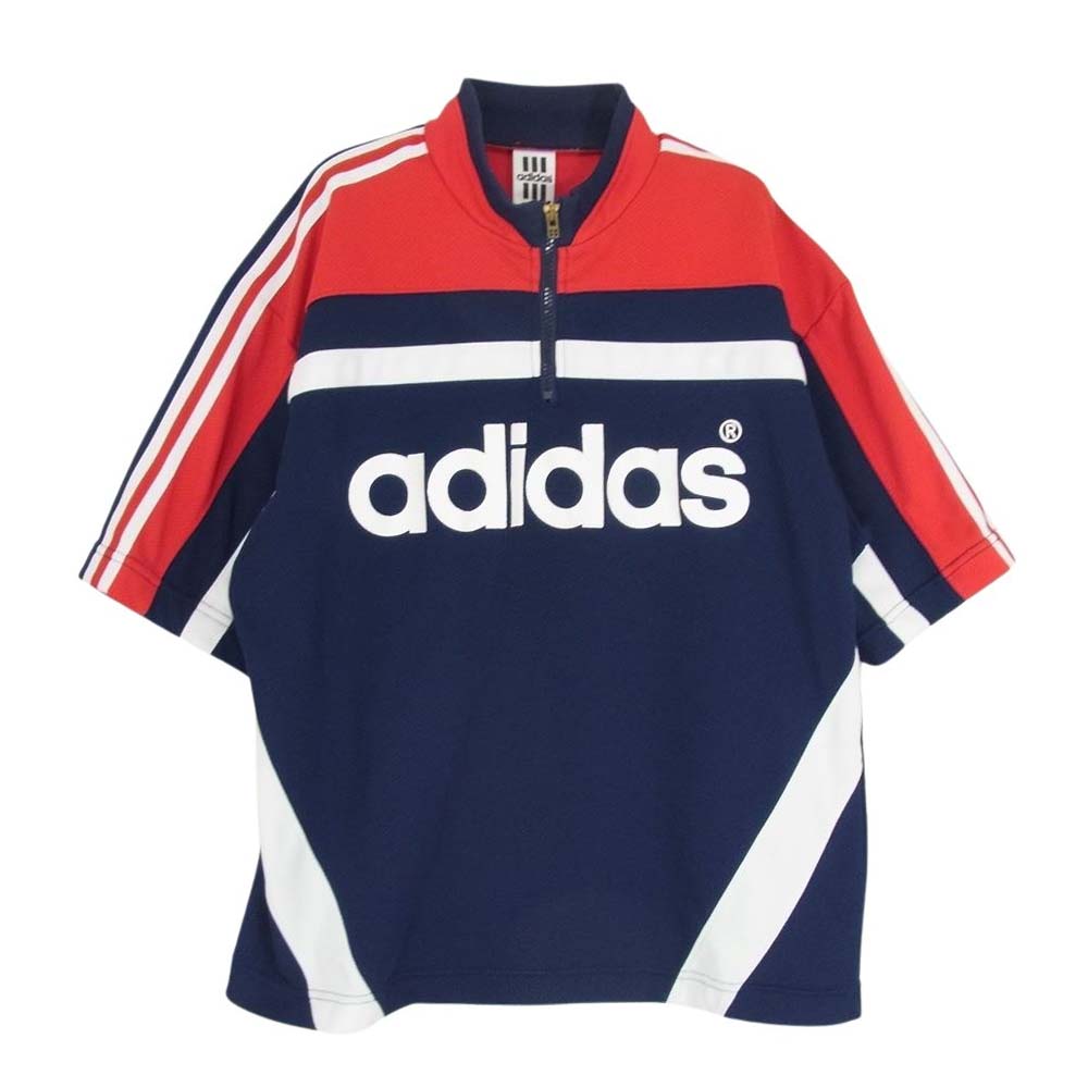 adidas アディダス 2712 デサント社製 ヴィンテージ ハーフジップ 半袖