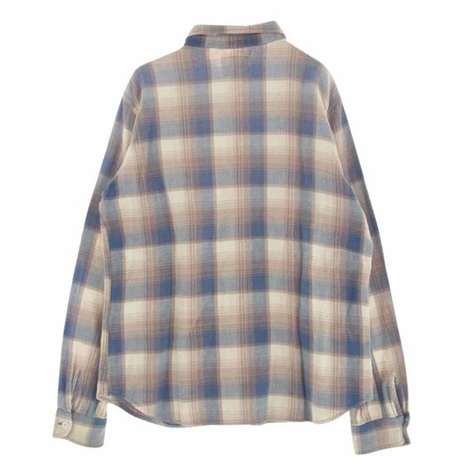 ア ベイシング エイプ 00’s BUSY WORKS チェック ネルシャツ ブルー系 ベージュ系 L【中古】