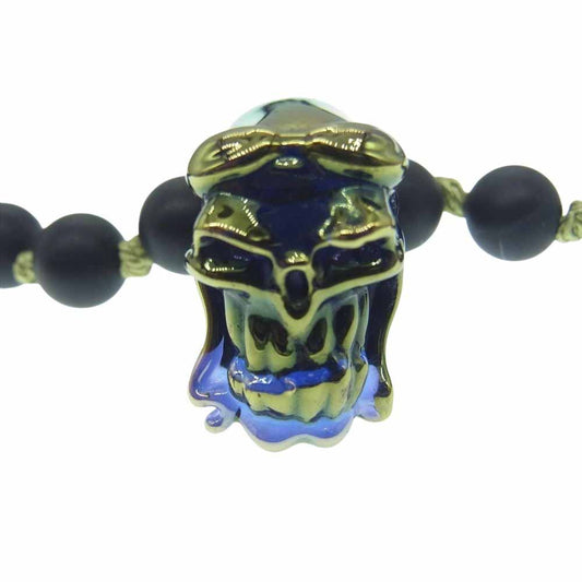 STARLIN GEAR スターリンギア ギャランティ付属 ニューパイレックス ガラスビーズ w/ガナー/ヴィンテージスタイルチェーン 22inch ブラック系 ゴールド系【中古】