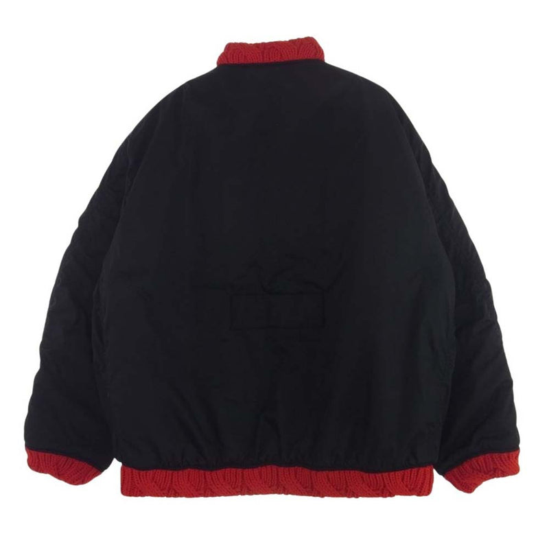 PRADA プラダ 22AW ACU1 2022 1867 Re-Nylon 三角プレート付き ラフシモンズ期 リサイクル ナイロン ニット レイヤー  ボンバージャケット ブラック系 XL【美品】【中古】