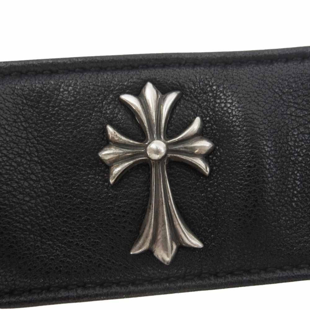 CHROME HEARTS クロムハーツ(原本無) タイニーCHクロス レザー バンド チョーカー ネックレス ブラック系【中古】