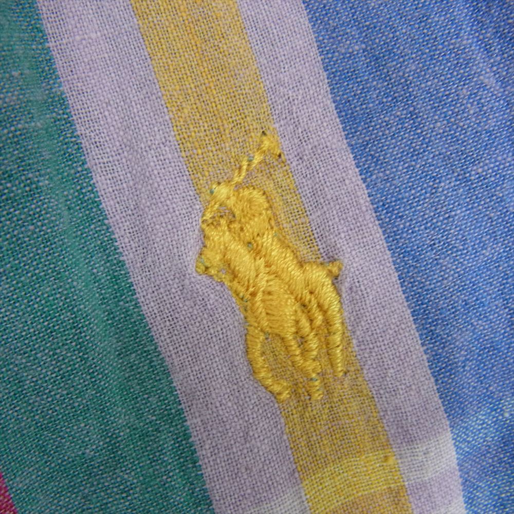 RALPH LAUREN ラルフローレン 90s POLO COUNTRY ポロ カントリー ボタンダウン ワンポイント ロゴ 刺繍 チェック 長袖 シャツ L【中古】
