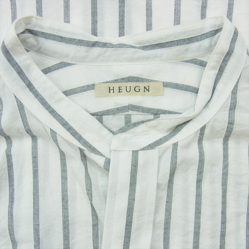 HEUGN ユーゲン SHIRT020 Rob スタンドカラー 長袖 ストライプ シャツ 2【新古品】【未使用】【中古】