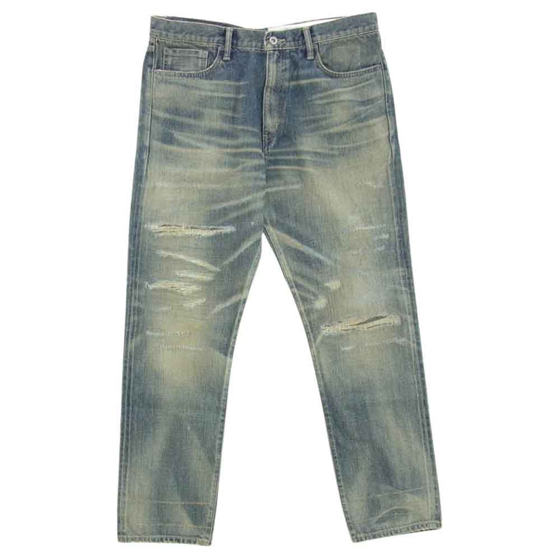 NEIGHBORHOOD ネイバーフッド 242XBNH-PTM09 SAVAGE DENIM DP MID PANTS サベージ デニム ダメージ  加工 パンツ インディゴブルー系 L【極上美品】【中古】