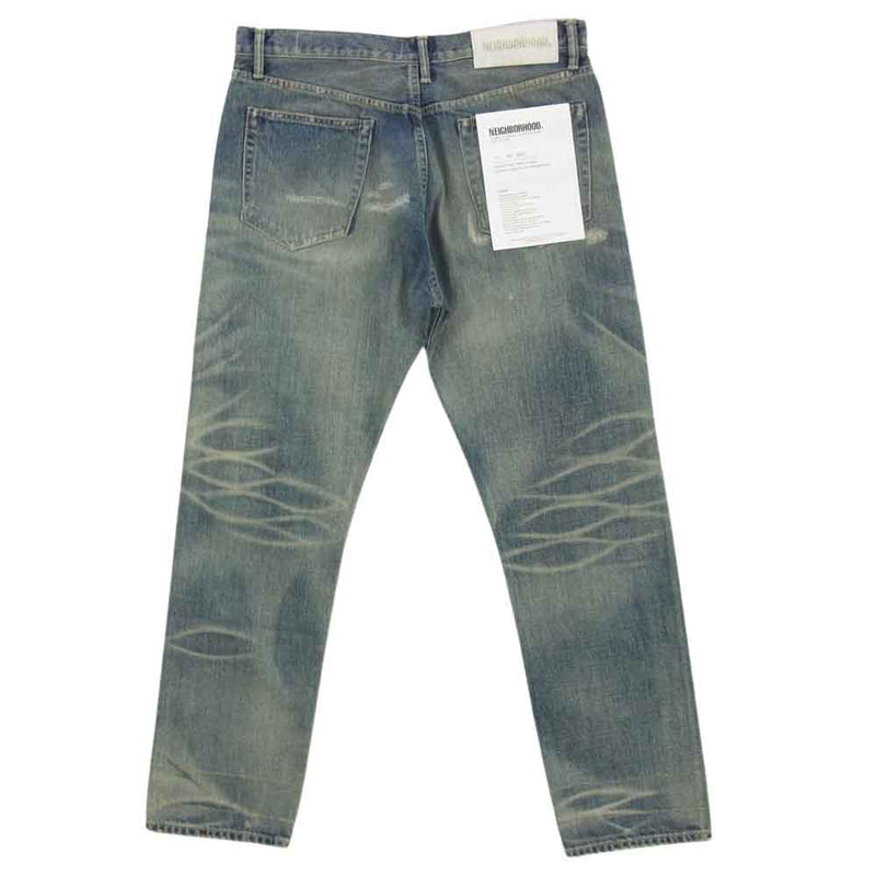 NEIGHBORHOOD ネイバーフッド 242XBNH-PTM09 SAVAGE DENIM DP MID PANTS サベージ デニム ダメージ  加工 パンツ インディゴブルー系 L【極上美品】【中古】