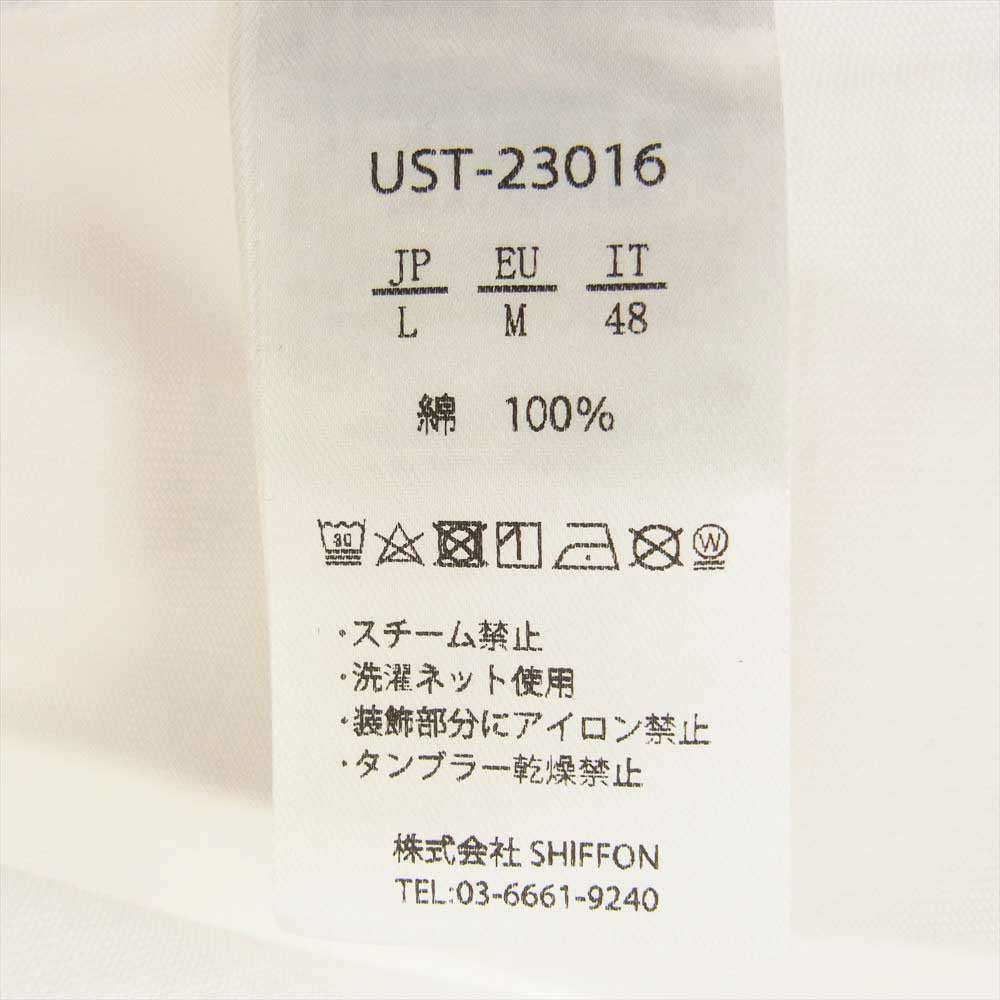 1piu1uguale3 ウノピュウノウグァーレトレ 3D ロゴ プリント コットン 半袖 Tシャツ ホワイト系 L【美品】【中古】