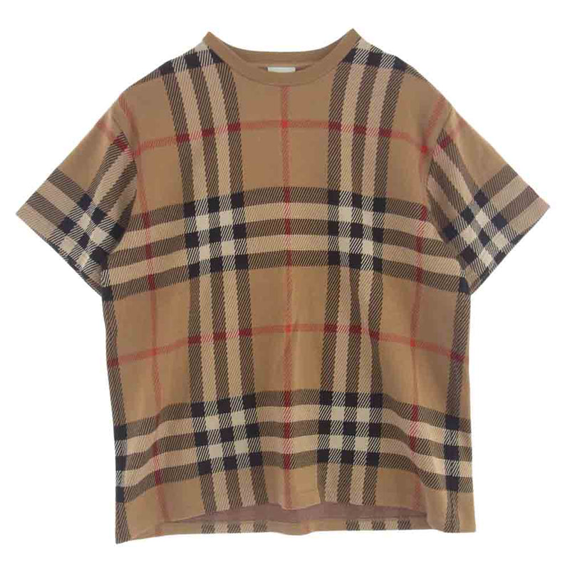 BURBERRY LONDON バーバリー ロンドン 8072665 コットン ニット バーバリーチェック Tシャツ 半袖 ベージュ ブラウ –  ブランド古着 LIFE