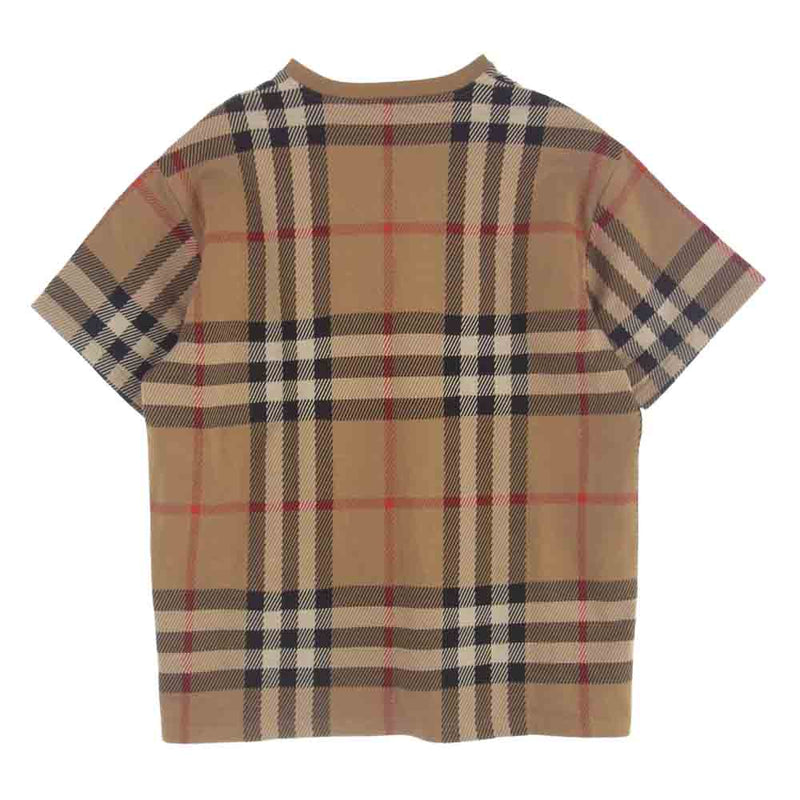 BURBERRY LONDON バーバリー ロンドン 8072665 コットン ニット バーバリーチェック Tシャツ 半袖 ベージュ ブラウン系  M【中古】