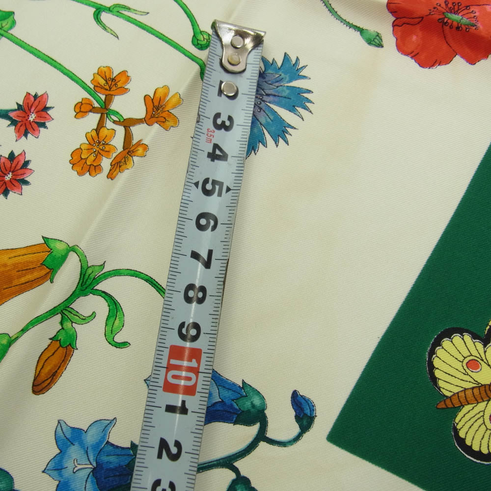 GUCCI グッチ シルク100% 花 フラワー 花柄 蝶 スカーフ グリーン グリーン系【中古】