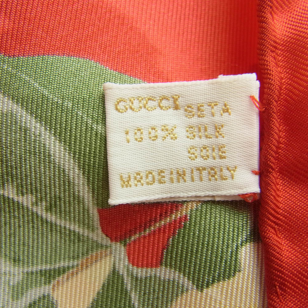 GUCCI グッチ シルク100% 超 花柄 フラワー 蜂 スカーフ レッド レッド系【中古】