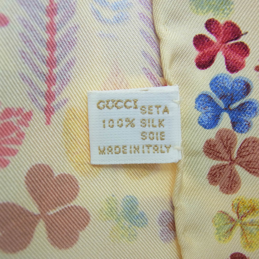 GUCCI グッチ シルク100% 落ち葉 枯れ葉 スカーフ ベージュ ベージュ系【中古】
