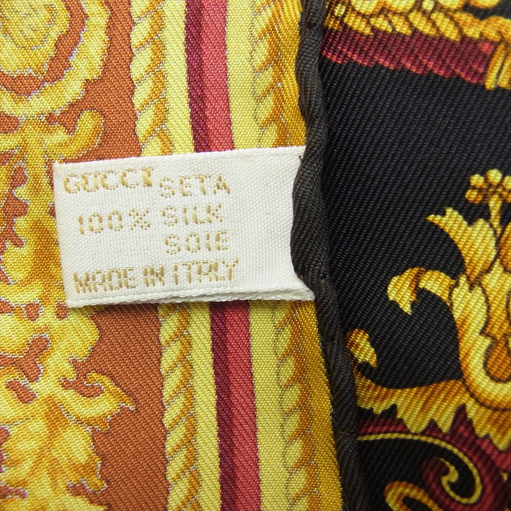 GUCCI グッチ シルク100% 椅子 総柄 スカーフ ブラック ブラック系【中古】