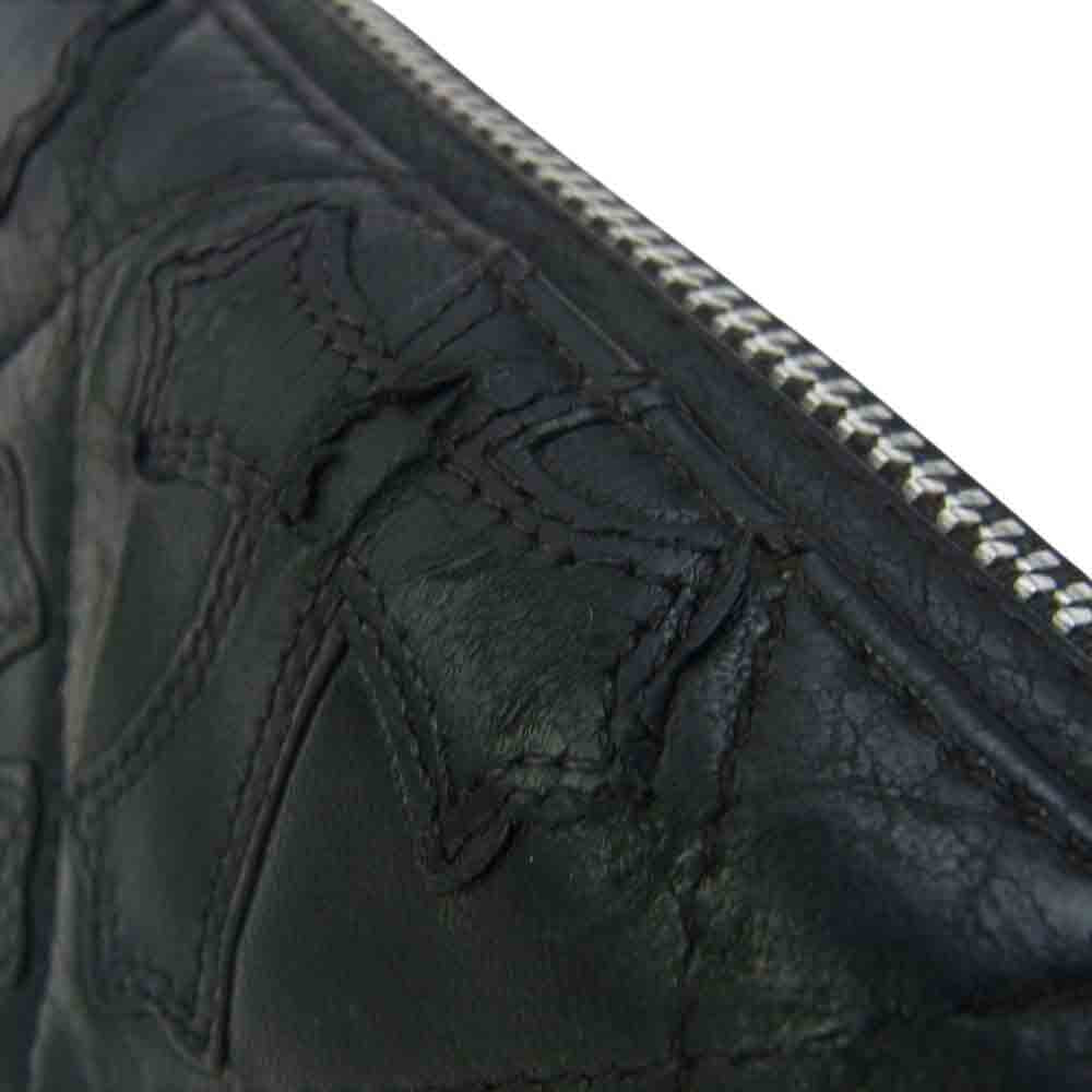 CHROME HEARTS クロムハーツ(原本無) REC F ZIP QUILTED セメタリークロス キルティング レザー ラウンドジップウォレット ブラック系【中古】