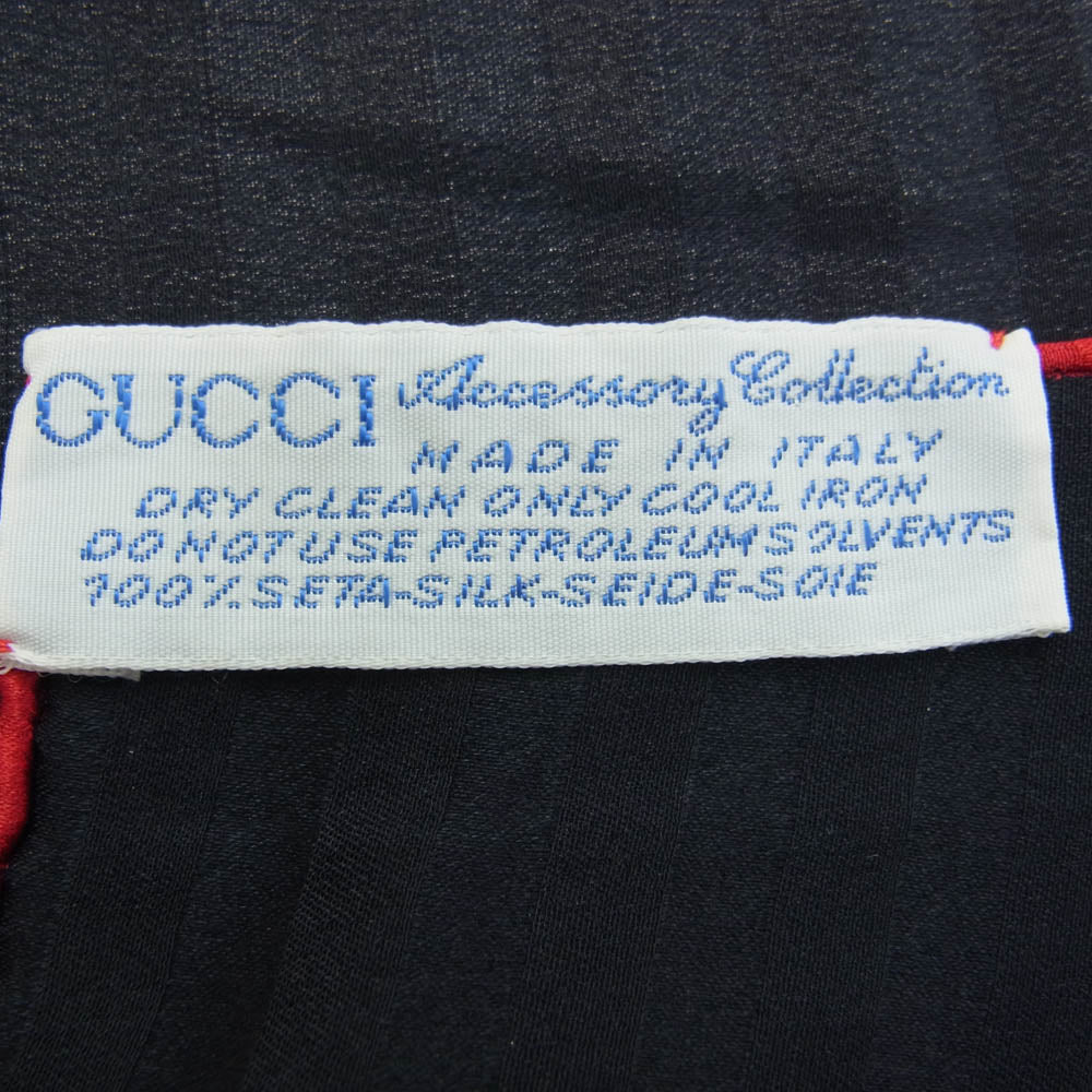 GUCCI グッチ シルク100% ホースビット柄 ストール ブラック系【中古】