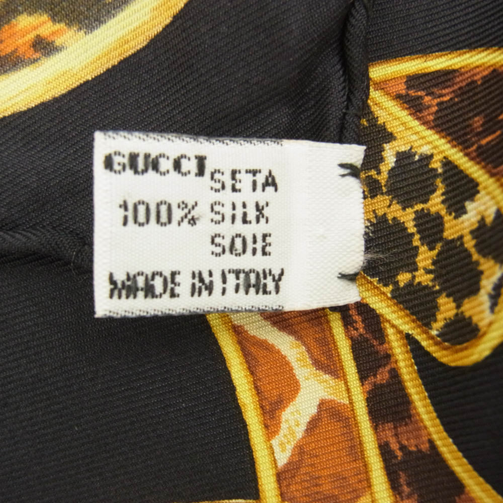 GUCCI グッチ シルク100% ホースビット アニマル柄 キリン ゼブラ トラ ヒョウ スカーフ マルチカラー系【中古】