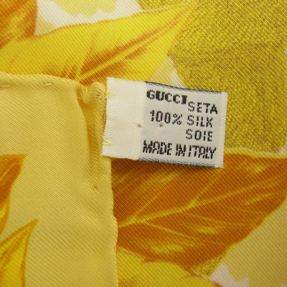 GUCCI グッチ シルク100% 猿 モンキー 総柄 スカーフ イエロー系【中古】