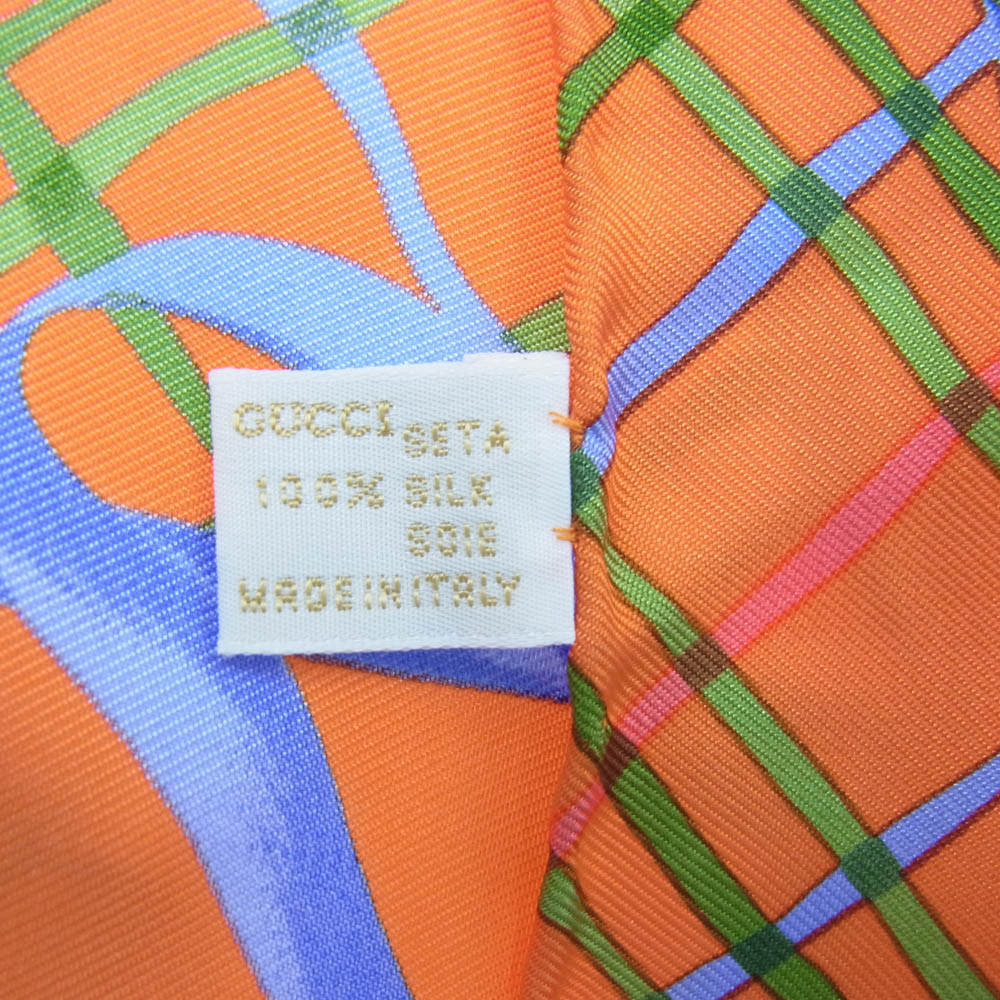 GUCCI グッチ シルク100% 女性 レディース ウィメンズ モデル スカーフ オレンジ系【中古】