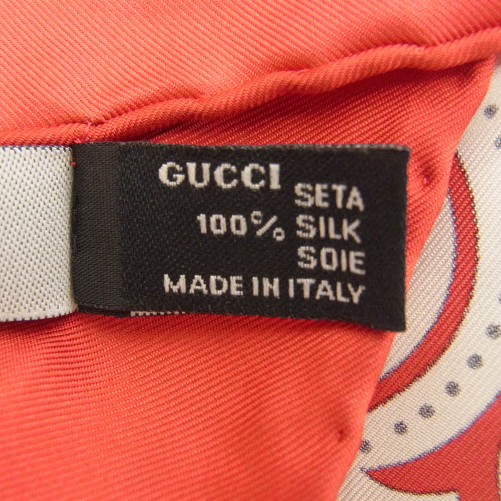 GUCCI グッチ シルク100% ペイズリー柄 スカーフ レッド系【中古】