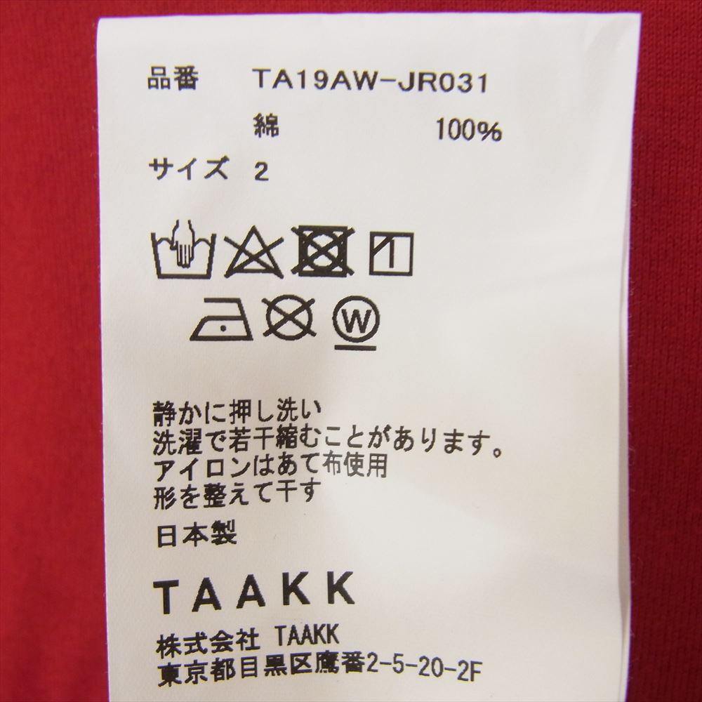 ターク 19AW TA19AW-JR031 スパンコール クルーネック Tシャツ レッド系 2【中古】