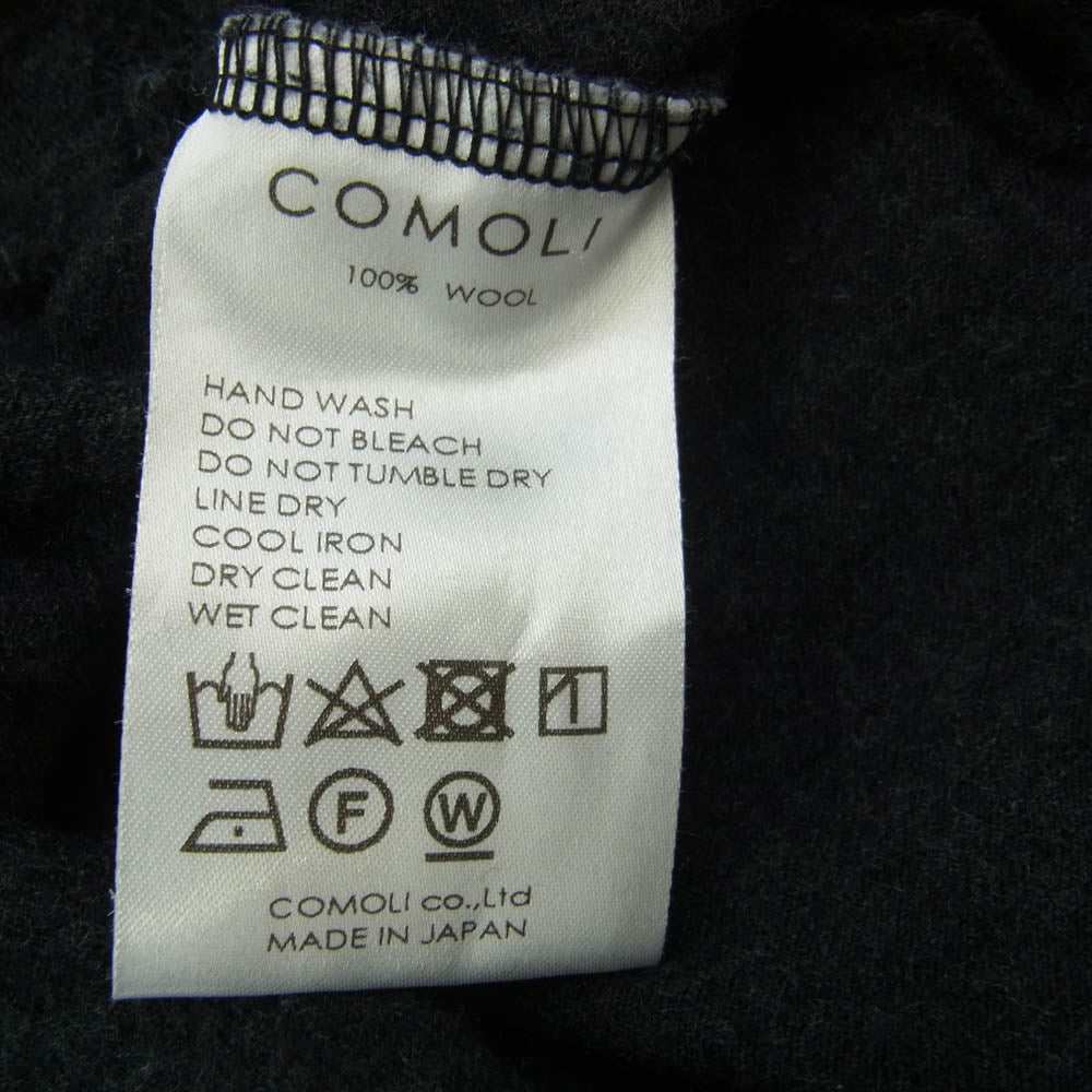 COMOLI コモリ 21AW U03-05006 ウール天竺 長袖 ロングスリーブ ポケット クルー カットソー ブラック系 2【中古】