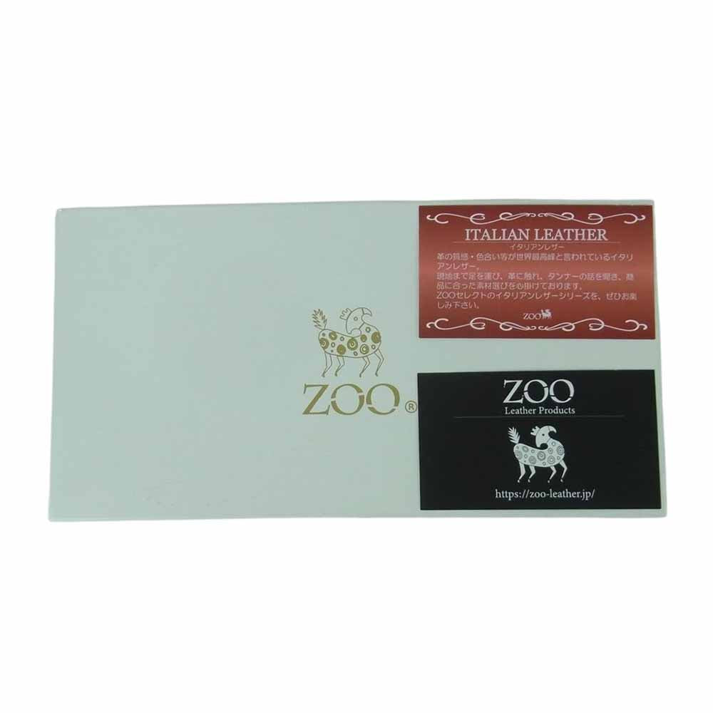ズー ITALIAN LEATHER イタリアンレザー 格子 ラウンドジップ ウォレット 長財布 グリーン系【中古】