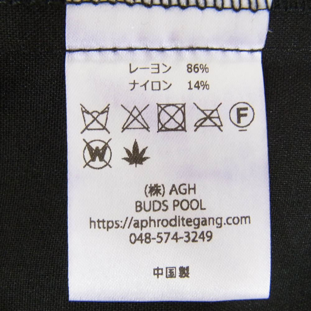 バッズプール CLASSIC LOGO 舐達麻 ロゴ刺繍 オープンカラー レーヨン 半袖 シャツ ブラック系 XL【美品】【中古】