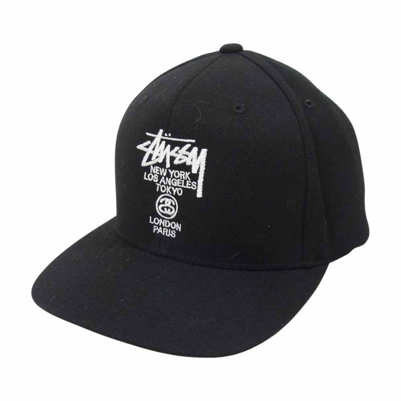 STUSSY ステューシー ロゴ 刺繍 ベースボール キャップ ブラック系【中古】