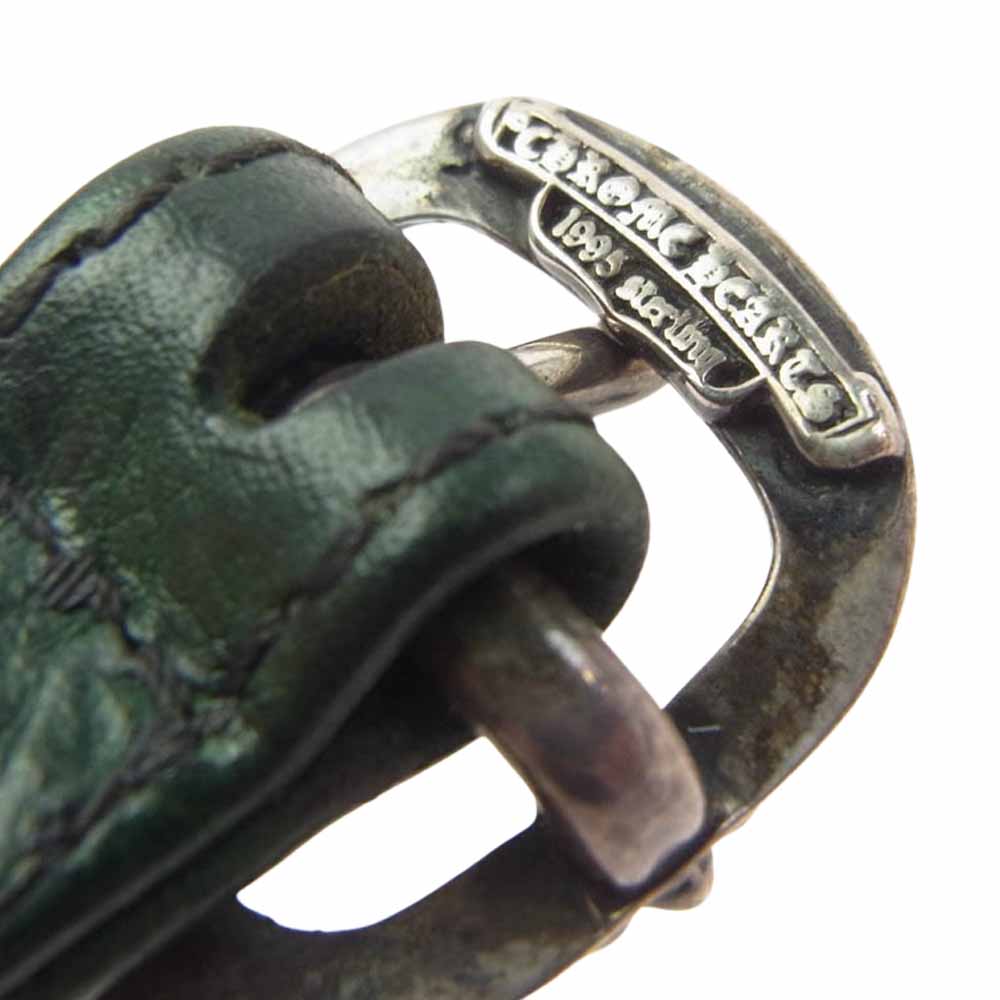 CHROME HEARTS クロムハーツ(原本無) GUNSLINGER ガンスリンガー フローラルリベット レザー ブレスレット グリーン系【中古】