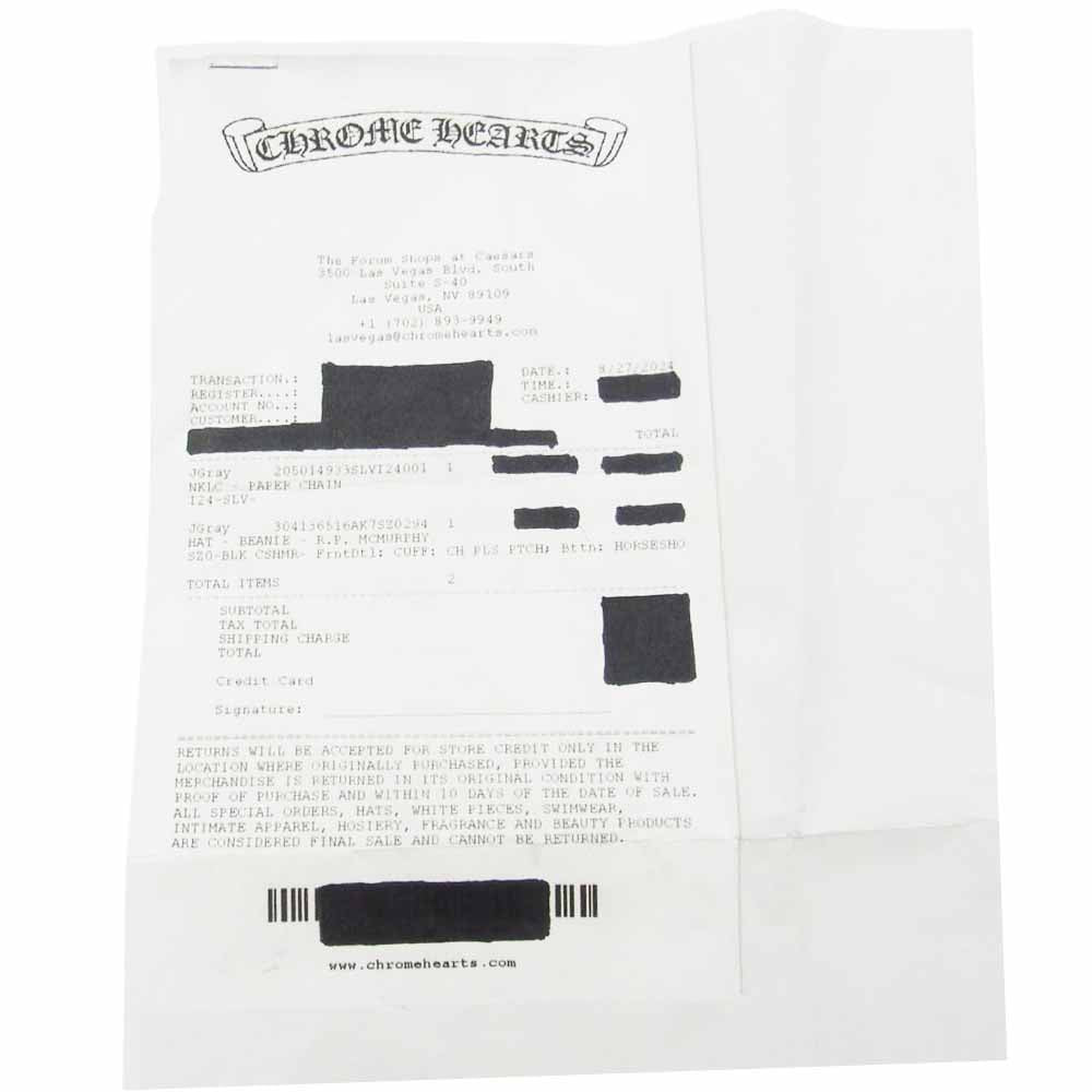 CHROME HEARTS クロムハーツ(原本無) 24inch PAPER CHAIN 24インチ ペーパーチェーン シルバーネックレス シルバー系【中古】