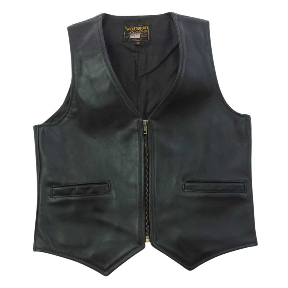 サイズ38 バンソン vanson レザーベスト　ジッパー 楽天市場】バンソン Vanson レザーベスト“Zippered Vest with lace-up