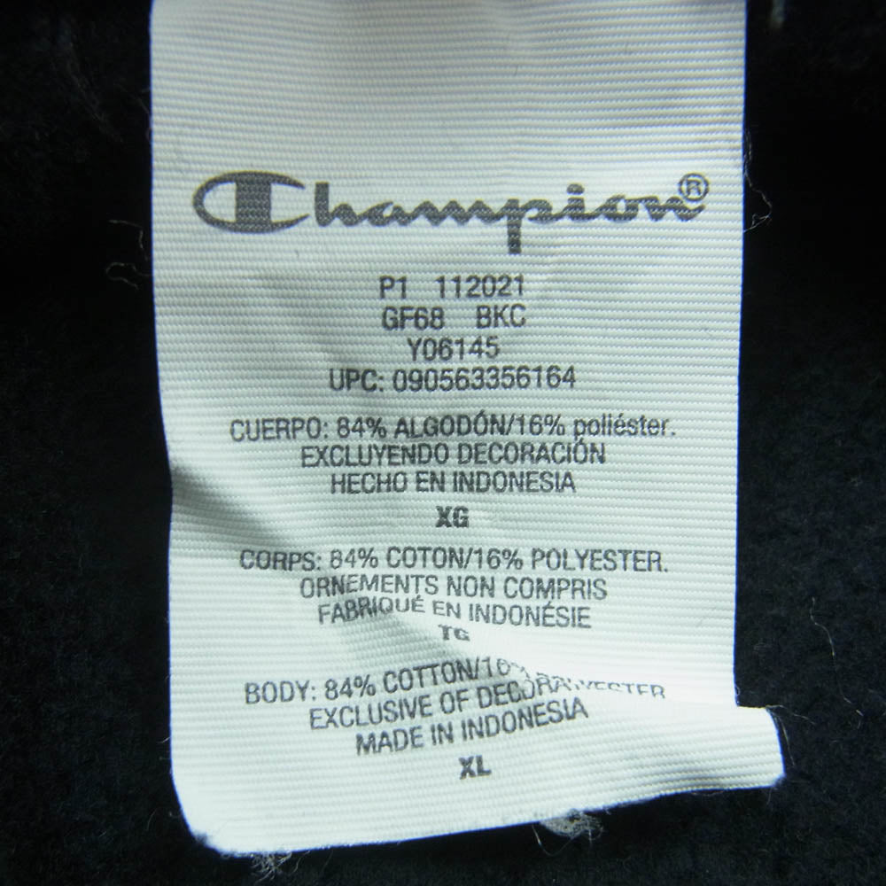 Champion チャンピオン 単色青タグ リバースウィーブ プルオーバー パーカー インドネシア製 ブラック系 XL【中古】