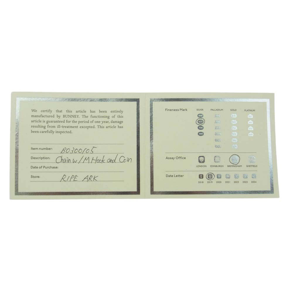 バニー Chain with M Hook and Coin コイン&フック チェーン ネックレス シルバー系【中古】