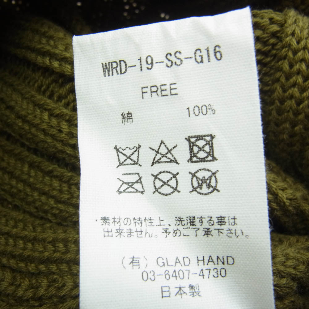WEIRDO ウィアード WRD-19-SS-G16 ロゴ 刺繍 コットンビーニー ニット キャップ オリーブ カーキ系 FREE【中古】