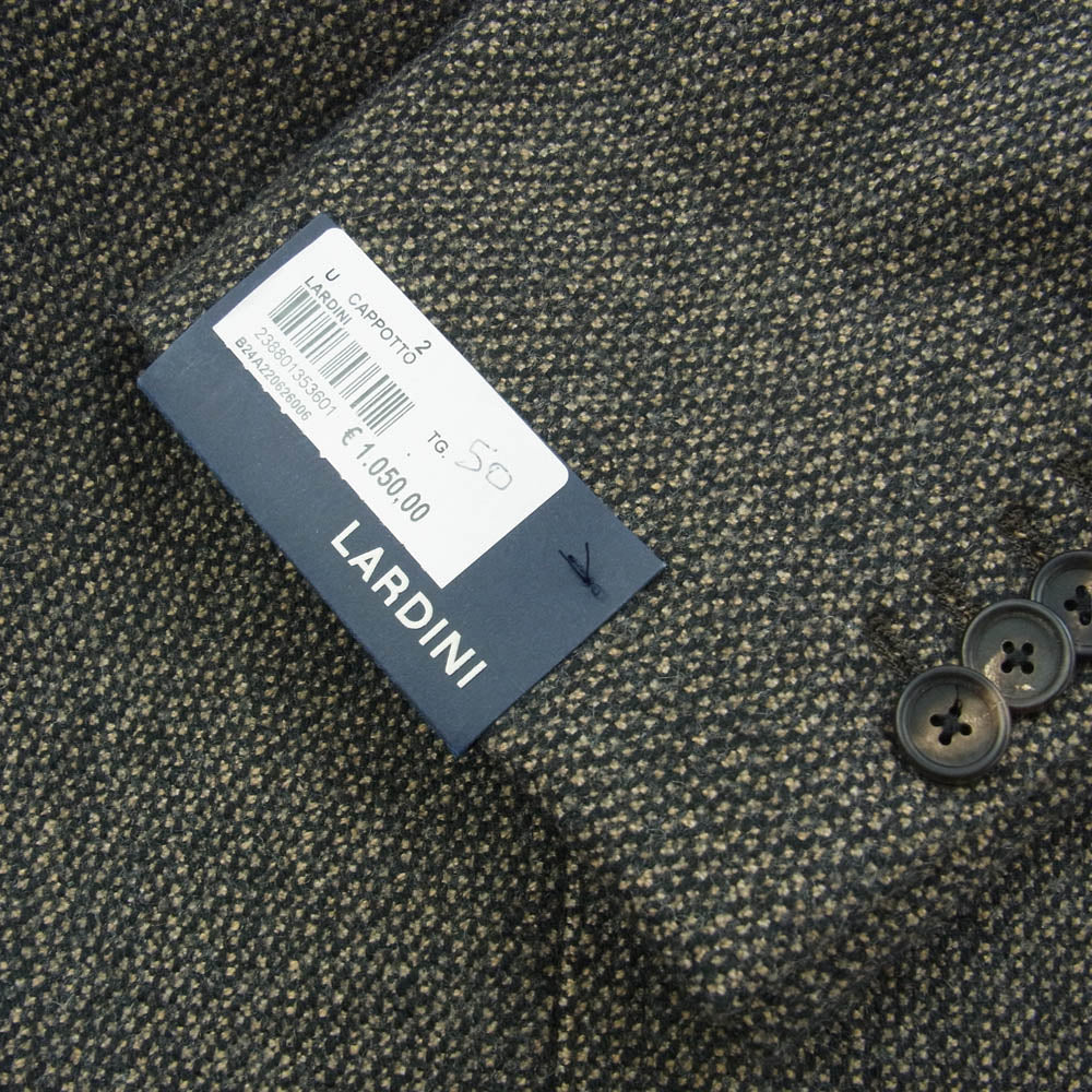 LARDINI ラルディーニ ウッドブートニエール 3B チェスター コート コットン ウール ナイロン ジャカード ブラウン系 50【美品】【中古】