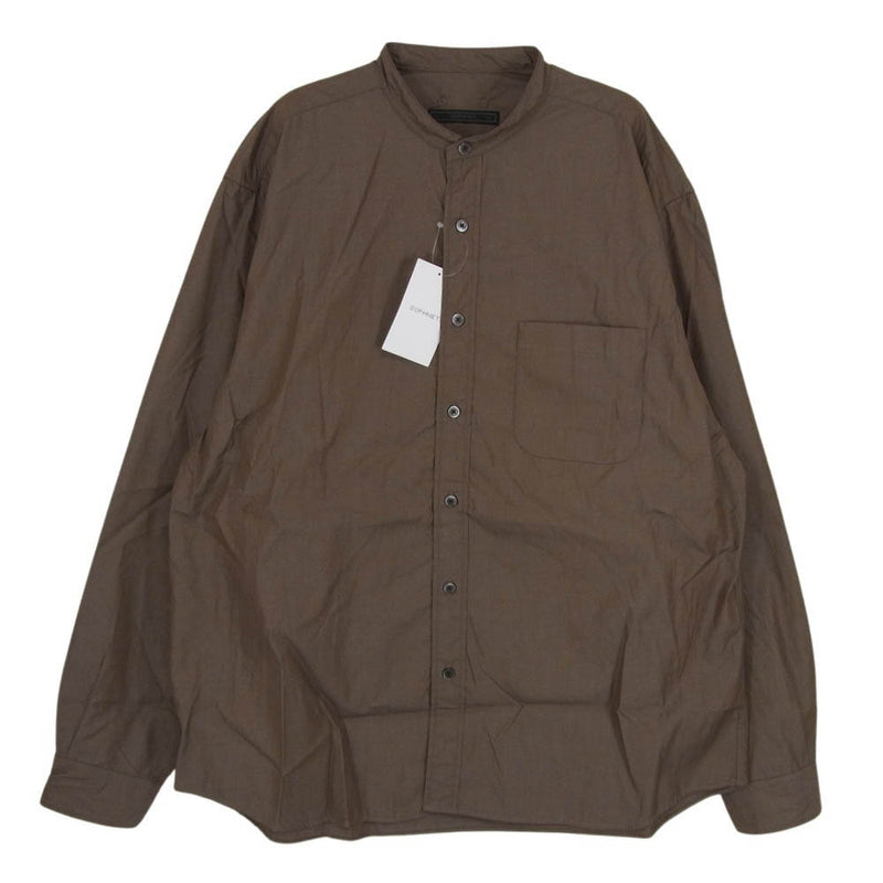 SOPHNET. ソフネット SOPH-242020 BAND COLLAR SHIRT バンド カラー シャツ 長袖 シャツ ブラウン系  XL【美品】【中古】