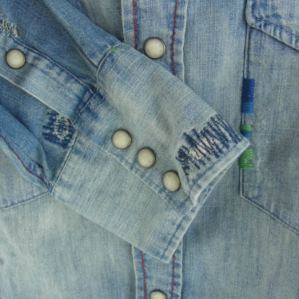 POLO RALPH LAUREN ポロ・ラルフローレン 710547349001 サンセット ウエスタン シャツ ダンガリー 長袖 バック刺繍 デニムシャツ ライトブルー系 S【中古】