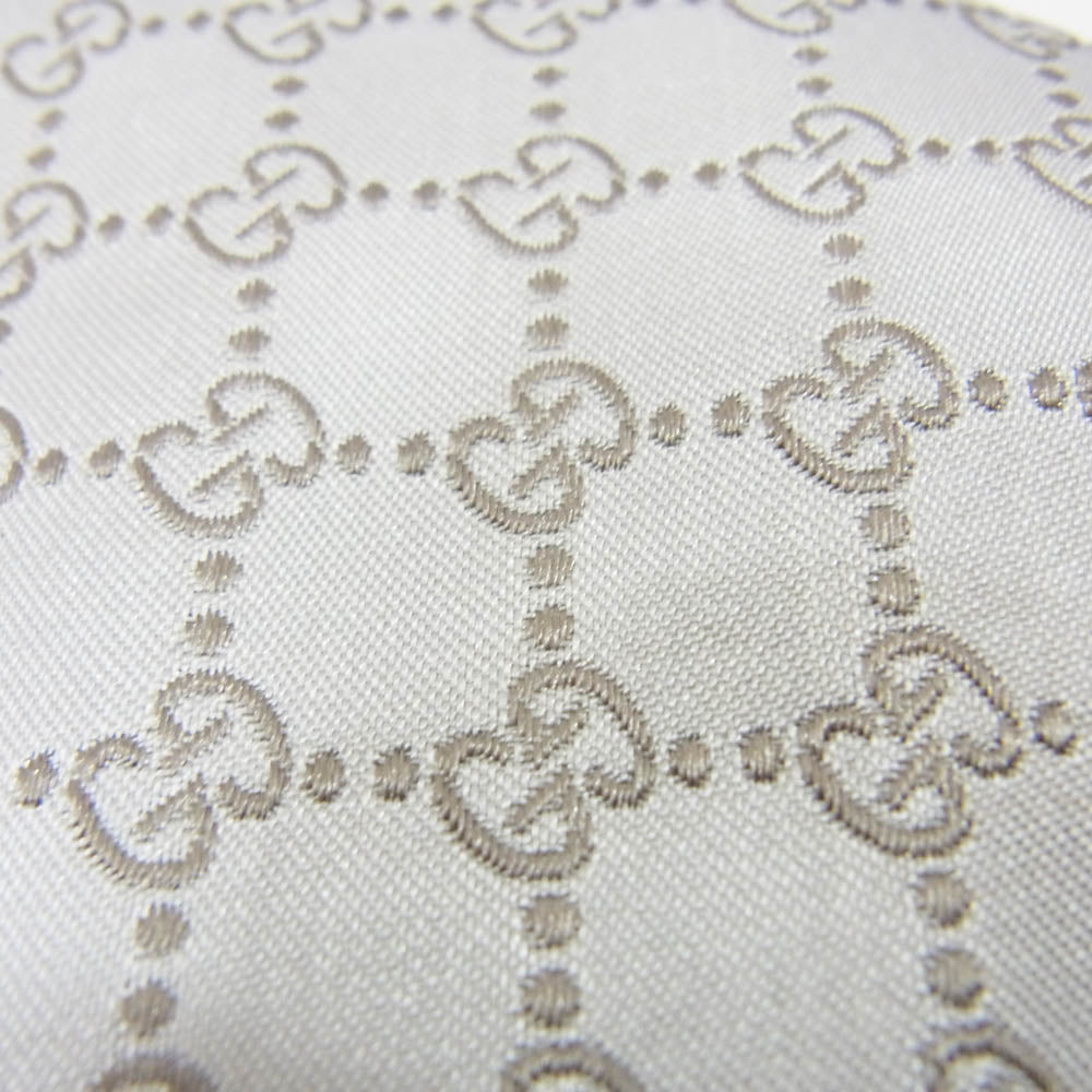 GUCCI グッチ イタリア製 シルク100% GGパターン 総柄 ネクタイ グレー系【中古】