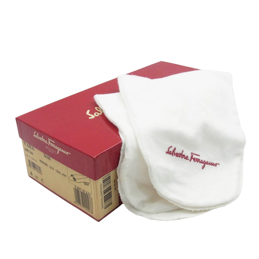 Salvatore Ferragamo サルヴァトーレフェラガモ 69779 リボン レザー パンプス シューズ ブラウン系 6.5【中古】
