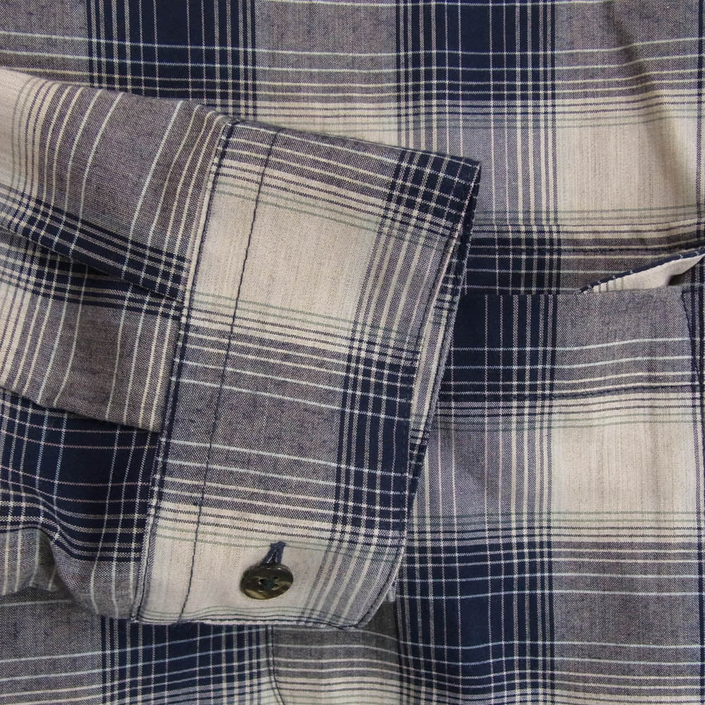 SUGARHILL シュガーヒル 24SS 2441000501 YAK OMBRE PLAID OPEN COLLAR BROUSE オンブレチェック 長袖 開襟 シャツ ネイビー系 3【美品】【中古】