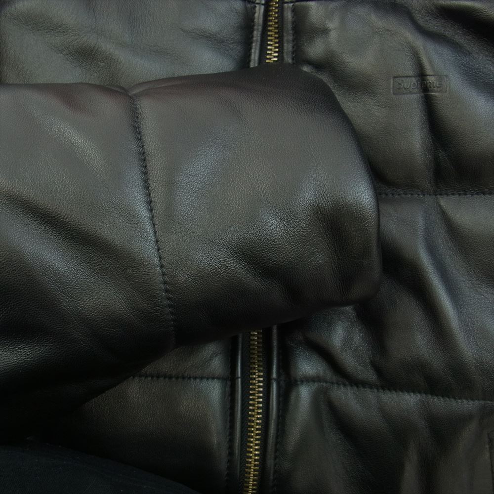 Supreme シュプリーム 21AW Schott Shearling Collar Leather Puffy Jacket ショット シアリング カラー レザー パフィー ジャケット ブラック系 L【中古】