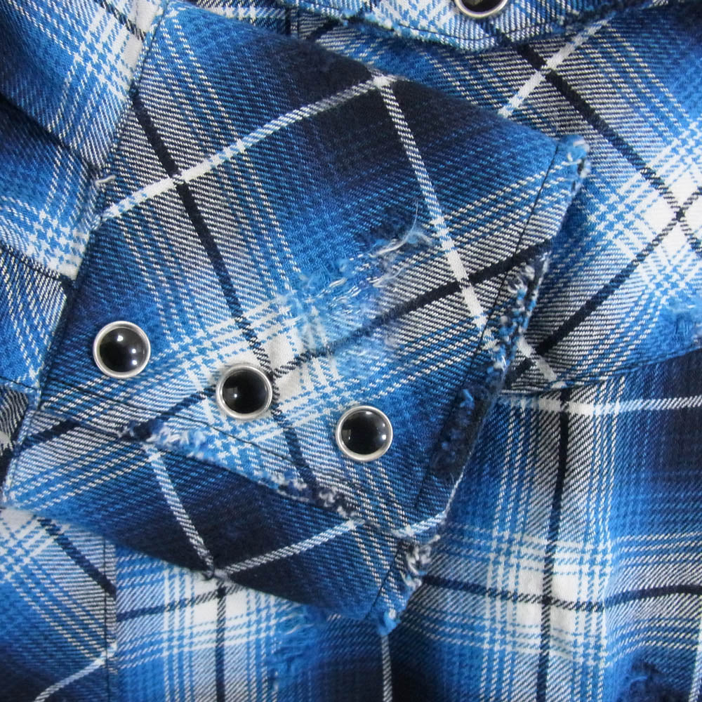 ラフ Rafu002 western shirt ウエスタン 長袖 シャツ ブルー系 L【美品】【中古】