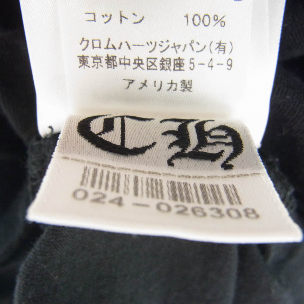 CHROME HEARTS クロムハーツ(原本無) クルーネック スクロールラベル プリント ポケット Tシャツ 半袖 L ブラック ブラック系 L【中古】