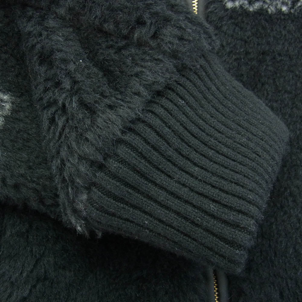 MAX MARA マックスマーラ 23AW 108613266 マックスマーラジャパンタグ モノグラム テディボンバー ジャケット キャメル?ヴァージンウール?シルク テディベア ボア ジャケット ブラック系 40【美品】【中古】