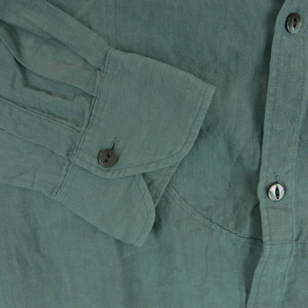 ジャンゴアトゥール DS-17B linen shirts リネン プチ ウィングカラー 長袖 シャツ グリーン系 グレイッシュグリーン系 L【中古】