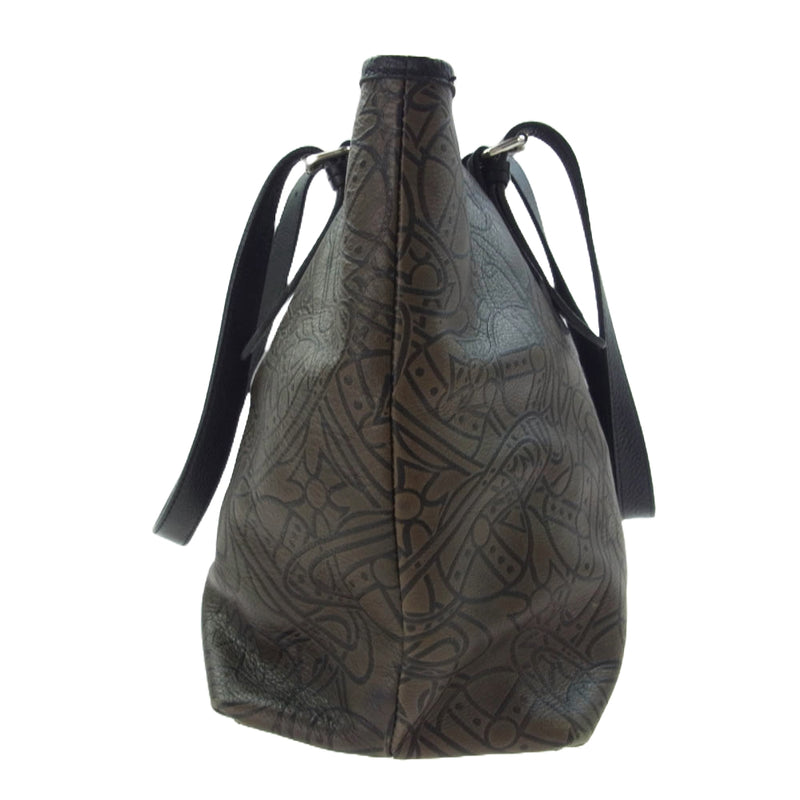 Vivian Westwood　ブラック　レザー　ビジネスバッグ　オーブ ヴィヴィアンウエストウッド トートバッグ オーブ型押し 黒 レザー A4