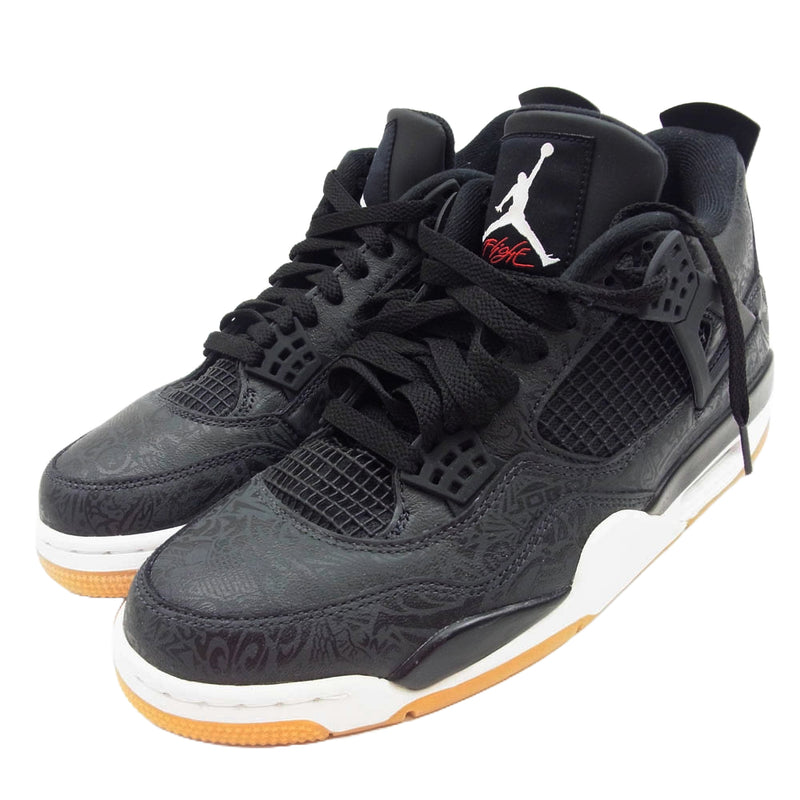 NIKE ナイキ CI1184-001 Air Jordan 4 エアジョーダン Retro Laser Black Gum レトロ レーサー  ブラック ガム ハイカット スニーカー ブラック系 27.5cm【極上美品】【中古】