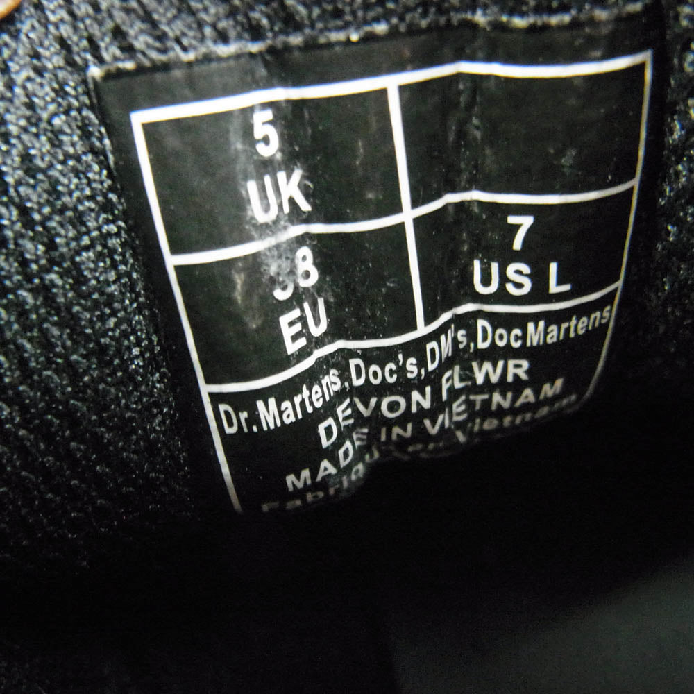 Dr.Martens ドクターマーチン Quad Retro Devon FLWR デボン フラワー 2ストラップ ブーツ Milled Nappa ブラック系 UK5【中古】